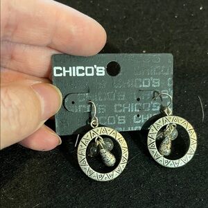 Chico's Intricate Silver Hoop Earrings